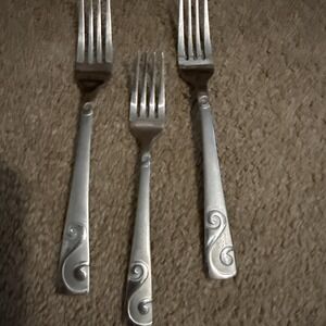 Cambridge Stainless Sand Script Forks, two‎ dinner one dessert